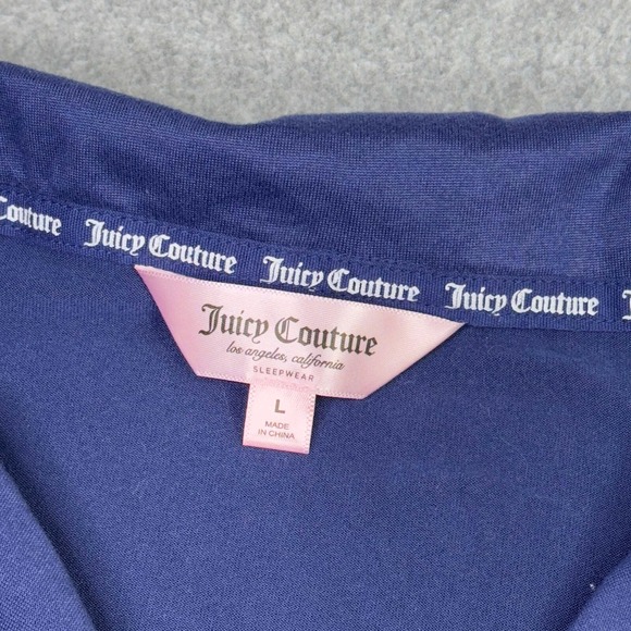 Juicy Couture Sleepwear Navy 2 Piece Pajama Set Bling Crown Spell Out‎ Sz L Y2K - Picture 3 of 9